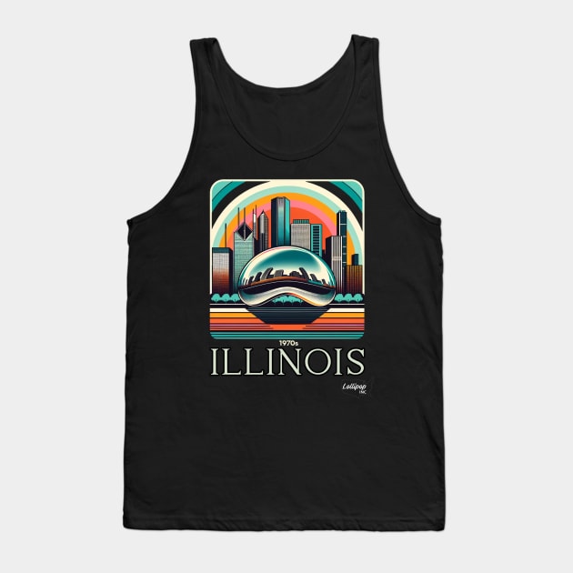 Illinois Impressions: Urban Retro Fusion - American Vintage Retro style USA State Tank Top by LollipopINC